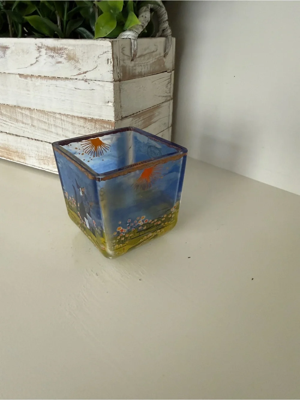 Goebel Bella Giornata Rosina Wachtmeister Handmade Glass Cat Votive Candle Holde